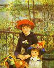 Pierre Auguste Renoir Famous Paintings - Two Sisters (On the Terrace)